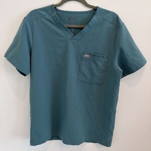 Figs Men’s Sz S Leon 3 Pocket Scrub Top Technical Collection Hydrogreen Teal EUC